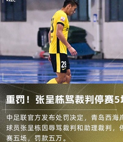 中足联：叶博亚暴力行为遭停赛罚款